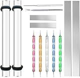 14 Polymer Clay Tools Acrylic Roller Clay Rolling Pin with Thickness Rings Tissue Blade Sculpting Earring Making Kit Supplies Slicer Knife Dotting Tool Jewelry Accessories Mini Cutters Press