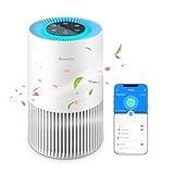 GoveeLife Smart Air Purifiers for Bedroom, Portable Filter Cleaner with WiFi Alexa Control for Pet Hair Odors Pollen Smoke, 24dB Quiet Air Purifier with 3 Speeds, Timer, Aromatherapy for Desktop