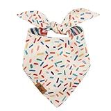 FURRY WHISPER Birthday Dog Bandanas Medium Large, Colorful Sprinkle Stripes, Reversible Soft Breathable Adjustable Scarf for Small Medium Large Dogs Boy Girl Party Outfit Accessory FW2