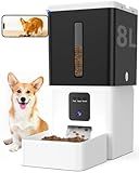 UTCG Automatic Dog Feeder with Camera: 8L/33 Cups 5G WiFi Timed Food Dispenser for Medium Dogs - 1080P HD Night Vision Video Recording 2-Way Audio APP Control