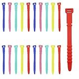 Verkelly 20 Pack Reusable Silicone Zip Ties, 4.37" Versatile Cable Management Straps Colorful Rubber Cord Ties(Purple+Red+Blue+Green+Yellow)