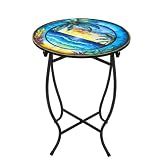 Indoor Outdoor Metal Round Side Table, 14" Round Patio Coffee Bistro Table