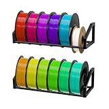 ikkle 3D Printer Filament Storage Rack - Wall Mounted Heavy Duty Filament Spool Holder, 2 Tier Metal Shelf Organizer for PLA, ABS, TPU, Nylon - Ideal for 3D Printing Workstation, Home Office, Workshop