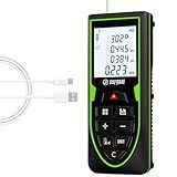 Green Laser Distance Meter 196ft – USB Rechargeable Digital Laser Measure with Angle Sensor, Backlit LCD, Area/Volume/Pythagorean, ±3mm Accuracy, Electronic Measuring Tool for Construction & DIY