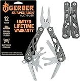Gerber Gear Suspension 12-in-1 EDC Multi-Plier Multitool with Pocket Knife, Needle Nose Pliers, Wire Cutters and More, Gifts for Men, Camping and Survival, Grey