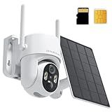 4G LTE Cellular Security Camera No Internet Needed, Solar No wifi Security Camera Outdoor Wireless With SIM Card Jobsite, 2K Color Night Version, 360 Live View, Motion Detection, 2-Way Audio