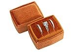 Beatrix & Luca 3 Ring Velvet Ring Box | Ring Holder | Jewelry | Proposal | Wedding | Ceremony | Engagement | Photography | Keepsake | Bridal Rectangle Triple (Sedona Copper Triple)