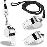 Tiankohelan 3 Pcs Whistle,Stainless Steel Sports Whistle with Lanyard for Coaches Referees Emergency Outdoor Sports