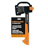 Fiskars X7 Small Hatchet Axe 14", for Camping & Chopping Wood Kindling | For Campfires Outdoors, Insert-Molded Forged Steel Head, Low-Friction Blade, Shock Absorbing Handle & Non-Slip Grip w/ Sheath