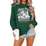 MNLYBAY Christmas Sweatshirt for Women Casual Christmas Tree Pullover Shirt Long Sleeve Xmas Vacation Party Clothes Top