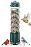 Squirrel Proof Bird Feeder, Metal Bird Feeders for Outdoors Hanging, 3.6LB Large Seeds Capacity for Wild Birds, Finch, Cardinal, Blue Jay, Chickadee, Green