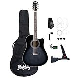 Washburn WA90CE Acoustic-Electric Guitar Kit – Dreadnought Cutaway, Built-In Tuner, Okoume Body – Perfect Holiday Gift for Adults, Beginners, Musicians & Live Performance