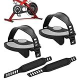 Exercise Bike Pedals with Straps for Pelotons Bike, 9/16" Stationary Recumbent Bikes Pedals for Indoor Exercycle Bicycle, Spin Cycling Pedal Bicycle Replacement Parts(Color:Black)