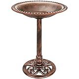Best Choice Products 28in Pedestal Bird Bath, Vintage Outdoor Resin Accent Decoration w/Fleur-de-Lis Accents - Copper