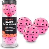 PIKKOFUN Quiet Pickleball Balls - Silent Foam Practice Pickleballs for Indoor Training & Wall Drills - 3 Pack with Storage Tube - Soft & Safe Practice Balls - Pink