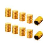 Ziciner 10 PCS Car Tire Valve Stem Caps, Anodized Aluminum Wheel Stem Covers, Corrosion Resistant Car Tire Air Caps, Vehicle Exterior Accessories for Car, Truck, Motorcycle, Bike (Golden-10 PCS)