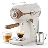 XIXUBX Espresso Machine, Compact Espresso Maker with Milk Frother, White