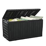 Keter Marvel Plus 71 Gallon Resin Outdoor Storage Box for Patio, Balcony & Garden – Weather‑Resistant Deck Box for Cushions, Pillows, Pool Floats & Tools, Dark Grey