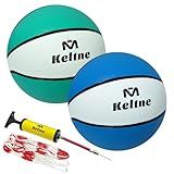 Keltne 9 Inch Water Basketball 2PCS, Size 6 - Rubber Pool Basketballs with Air Pump & Net for Swimming Pools Basketball Hoops