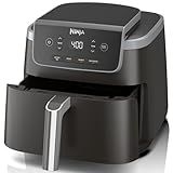 Ninja Air Fryer with Air Crisp | 5 QT Capacity fits up to 4lbs of Fries | 4-in-1 Pro Air Fry, Roast, Reheat, Dehydrate | 400°F Max Temp | 1750 Watts | W/Nonstick Basket & Crisper Plate | Grey | AF141