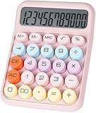 DANRONG Mechanical Switch Calculator with Big Buttons, Calculators Desktop, 12 Digits, Large LCD Display, Desk Calculator, Cute Pink Calculators for Teachers Students Basic Office (Pink)