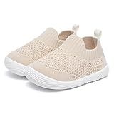 MORENDL Toddler Shoes Baby Walking Sock Shoes Non-Slip Breathable Boys & Girls Sneakers Infant Tennis Shoe Khaki 12-15Months