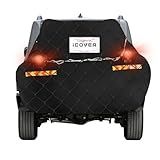 iCOVER Bike Cover for 2 Bikes transport on Hitch Rack, with Tail Lights & License Plate Pocket, 600D Heavy Duty Waterproof bicycle E-Bike Cover for transportation, Incl Towing Light & Bungee Cargo Net