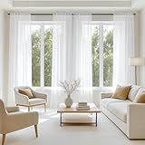 MIULEE White Sheer Curtains 84 Inches Long 4 Panels 42 x 84 Inches