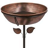 OUISJYER 3" Deep Metal Bird Bath for Outdoors, Removable 13" Dia Bowl with Stable Upgrades Stake, Easy to Clean Birdbaths for Garden Yard Lawn Decor 1.4 Gallon