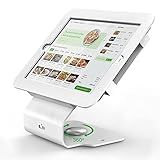 Pinikox Kiosk POS Tablet Stand Compatible with iPad Air 1, Air 2, Pro 9.7, 5th, 6th, Business Desktop Retail Tablet Stand with 360° Swivel Base, Metal, White, PSC101W