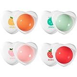 4Pcs Fruit Lip Balm Set - Natural Organic Lipsticks, Long Lasting Nutritious Moisturizer, Citrus, Peach, Strawberry, Cantaloupe Flavors