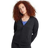 Hanes Women's EcoSmart Full-Zip Hoodie Sweatshirt, Ebony, Medium