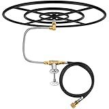 Stanbroil Natural Gas Fire Pit Burner Ring Installation Kit, Black Steel, 30-inch