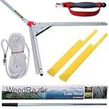 Jenlis Weed Razer Express, Lake Weed Cutter, Compact Aquatic Pond Plant Cutting Tool, Sharp Razor Blades Shear Cattail, Reed, Phragmites Lilly & Chara Algae, 30” Inch Cut Width, 25 Foot Throw Rope
