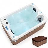 2 Person Outdoor Hot Tub, Plug and Play 110V/15A Acrylic Spa 15 Hydro Jets