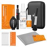 K&F CONCEPT 25-1 Professional Camera Cleaning Kit for DSLR Cameras with APS-C Sensor Cleaning Swabs/60ML&20ML Lens Cleaner/Cleaning Wipes/Camera Blower/Lens Pen Brush/Microfiber Cloths/Carrying Case