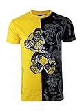 SCREENSHOT-S1166 Mens Streetwear Premium Designer Tee - Pattern Color Block Falling Head Cartoon Teddy Bear Patch Embroidery T-Shirt-Gold/Pay-3XLarge
