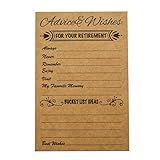 RXBC2011 Retirement Well Wish and Advice Cards Pack of 50 Rustic Kraft Retired Ideas Supplies and Decoration Happy Retiree Celebration Gift Bucket List Wish Funny Officially Retired