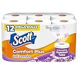 Scott ComfortPlus Toilet Paper with Soft Lavender Scented Tube, 12 Mega Rolls, 310 Sheets per Roll, Septic-Safe, 1-Ply Toilet Tissue