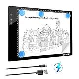 Rechargeable Magnetic A4 LED Light pad, IMAGE Tracing Pad, Ultra-Thin USB Powered with Memory Function Light Box, Great for Diamond Painting, Animation, Tattoo, Sketching and Design (6000K Black)