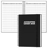 Accounting Ledger Book - A5 Ledger Book for Bookkeeping, Small Businesses & Personal Use, Expense Tracker Notebook for Tracking Money, Expenses, Deposits & Balance, 5.8" x 8.4", Black