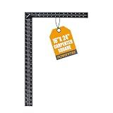 POWERTEC Framing Square, 16 x 24 Inch Steel Carpenter Square with Rafter Tables, Framing Tools & Right Angle Ruler for Carpenter, Woodworking, Construction (80008)