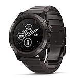 Garmin fenix 5X Plus, Ultimate Multisport GPS Smartwatch, Features Color Topo Maps and Pulse Ox, Heart Rate Monitoring, Music and Contactless Payment, Gray with Titanium Band