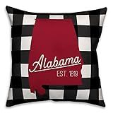Creative Products Alabama Buffalo Check Throw Pillow | Decorative Pillows for Living Room Couch Bed Sofa, Fluffy Soft Cushion | Black, 18x18