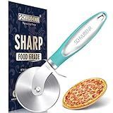 SCHVUBENR Premium Pizza Cutter Wheel - Ultra Sharp Stainless Steel Pizza Slicer with Non-Slip Soft Grip Handle - Multi-Purpose Cutter for Pizza, Dough & Pastry - Dishwasher Safe, Easy to Clean - Blue