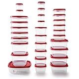 Rubbermaid 60-Piece Food Storage Containers with Lids, Microwave and Dishwasher Safe, Red Color, Ideal for Meal Prep and Pantry Storage