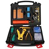 trophable Network Tool Kit, 12 in 1 Professional RJ45 Crimp Tool Kit Pass Through Crimper RJ45 Tester 110/88 Punch Down Tool Stripper Cutter Cat6 Pass Through Connectors and Boots
