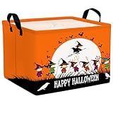 ASKETAM Halloween Basket Gift Cute Pumpkin Ghost Parties Decor Kid Trick or Treat Basket for Boys and Girls Rectangular Storage Bin Box (Witch)
