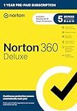 Norton 360 Deluxe 2026 Ready, Antivirus software for 5 Devices with Auto-Renewal – Includes Advanced AI Scam Protection, VPN, Dark Web Monitoring & PC Cloud Backup [Key Card]