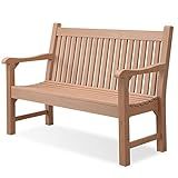 Psilvam 2-Person Poly Lumber Outdoor Bench with 700 Lbs Weight Capacity – Weatherproof Garden Seating for, Balcony Porch & Park, All-Weather Fade-Resistant Patio Furniture (Teak Color)